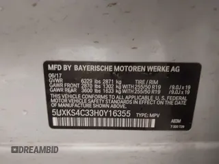 2017 BMW X5 xDrive35d with VIN 5UXKS4C33H0Y16355, listed as a IAAI auction lot 41392748 with 114,973 mi miles. Bid and sale history available at carsss.com. Image 9.