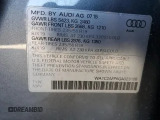 2016 Audi Q5 Premium with VIN WA1C2AFP6GA023105, listed as a Copart auction lot 49423825 with 90,637 mi miles and Salvage Title. Bid and sale history available at carsss.com. Image 13.