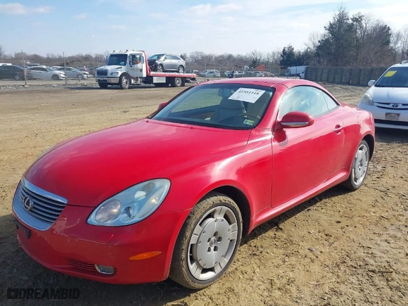 2002 Lexus SC 430 with VIN JTHFN48Y620008327, listed as a IAAI auction lot 41551118 with NaN miles. Bid and sale history available at carsss.com. Image 6.