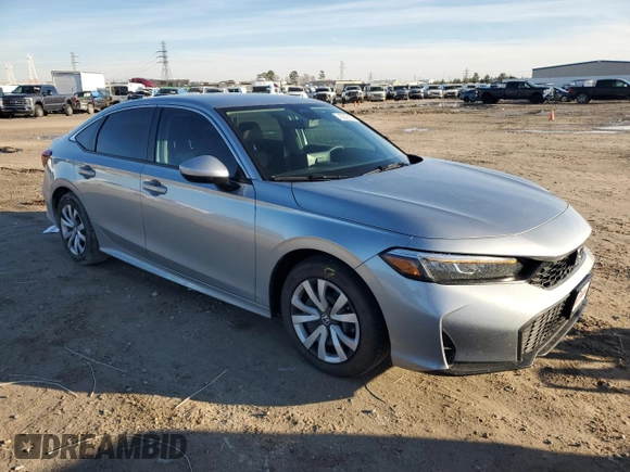 2025 Honda Civic Sedan LX with VIN 2HGFE2F2XSH520447, listed as a Copart auction lot 42247655 with 1,772 mi miles and Salvage Title. Bid and sale history available at carsss.com. Image 4.