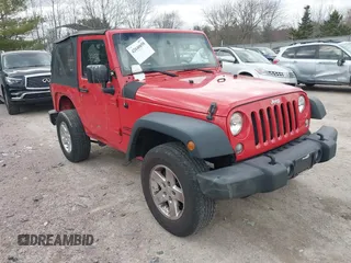 2015 Jeep Wrangler Sport with VIN 1C4GJWAGXFL686842, listed as a IAAI auction lot 42040058 with 154,091 mi miles. Bid and sale history available at carsss.com. Image 1.