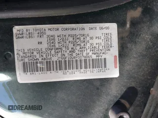 2000 Lexus RX 300 with VIN JT6GF10U8Y0078065, listed as a IAAI auction lot 41270083 with 101,593 mi miles and . Bid and sale history available at DreamBid. Image 9.