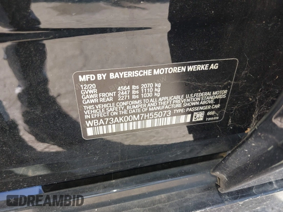 2021 BMW 2 Series 228i xDrive z VIN WBA73AK00M7H55073, wystawiony jako IAAI lot #42863620 z przebiegiem Nie podano mil oraz . Historia ofert i sprzedaży dostępna na DreamBid. Obrazek 9.