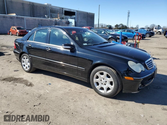 2005 Mercedes-Benz C 240 with VIN WDBRF81J45F603063, listed as a Copart auction lot 44751855 with 161,502 mi miles and Salvage Title. Bid and sale history available at DreamBid. Image 4.
