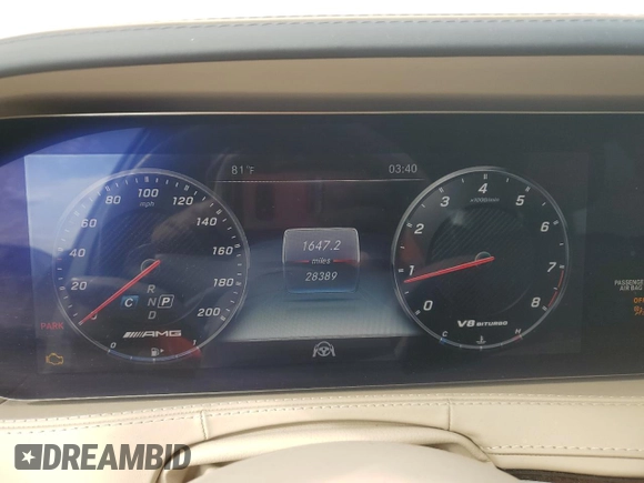 2019 Mercedes-Benz S-Class AMG S 63 with VIN WDDUG8JB8KA452857, listed as a Copart auction lot 76761004 with 28,389 mi miles and Non Repairable. Bid and sale history available at carsss.com. Image 9.