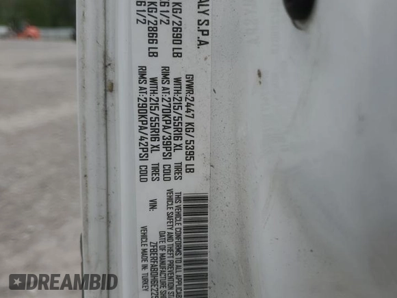 2017 Ram ProMaster City Cargo Tradesman with VIN ZFBERFAB0H6E22587, listed as a Copart auction lot 60967655 with 105,237 mi miles and Salvage title. Bid and sale history available at DreamBid. Image 13.