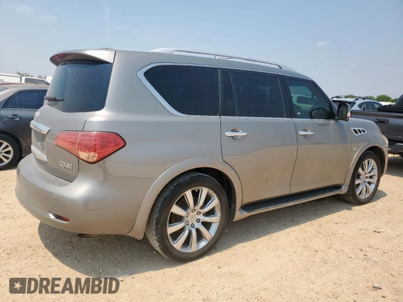 2014 Infiniti QX80 with VIN JN8AZ2NF2E9552934, listed as a Copart auction lot 57422625 with 103,786 mi miles and Salvage title. Bid and sale history available at DreamBid. Image 3.