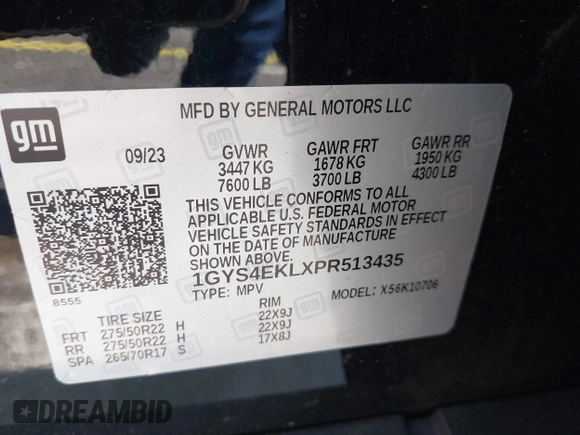 2023 Cadillac Escalade 4WD Sport z VIN 1GYS4EKLXPR513435, wystawiony jako IAAI lot #42137452 z przebiegiem 27 495 mil mil oraz . Historia ofert i sprzedaży dostępna na DreamBid. Obrazek 9.