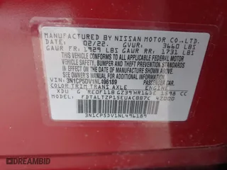 2022 Nissan Kicks SR with VIN 3N1CP5DV1NL496189, listed as a IAAI auction lot 41401981 with 33,969 mi miles. Bid and sale history available at carsss.com. Image 9.