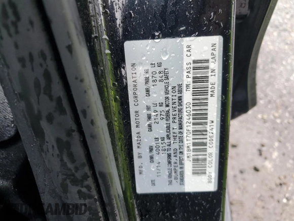 2015 Mazda 3 i SV with VIN JM1BM1T70F1246030, listed as a Copart auction lot 47873185 with 125,351 mi miles and Salvage Title. Bid and sale history available at carsss.com. Image 14.