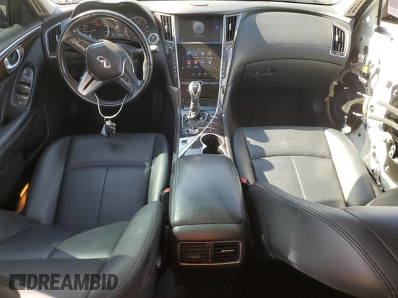 2019 Infiniti Q50 Luxe with VIN JN1EV7AP2KM515513, listed as a Copart auction lot 59893895 with 124,644 mi miles and Salvage title. Bid and sale history available at DreamBid. Image 8.