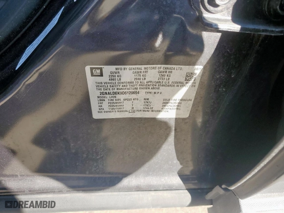 2013 Chevrolet Equinox LT with VIN 2GNALDEK9D6129694, listed as a Copart auction lot 46813915 with 107,764 mi miles and Salvage Title. Bid and sale history available at carsss.com. Image 15.