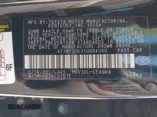 2005 Toyota Camry LE with VIN 4T1BF30K35U094350, listed as a IAAI auction lot 41895832 with 217,472 mi miles and . Bid and sale history available at DreamBid. Image 9.