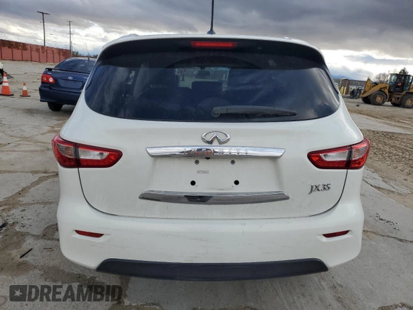 2013 Infiniti JX35 with VIN 5N1AL0MN1DC330988, listed as a Copart auction lot 43611794 with 191,060 mi miles and Salvage Title. Bid and sale history available at carsss.com. Image 6.