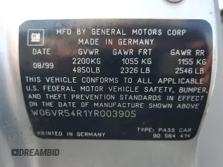 2000 Cadillac Catera z VIN W06VR54R1YR003905, wystawiony jako Copart lot #76417144 z przebiegiem 80 894 mil mil oraz Tytuł czysty. Historia ofert i sprzedaży dostępna na DreamBid. Obrazek 12.