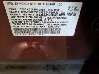 2019 Honda Passport EX-L with VIN 5FNYF8H59KB014564, listed as a Copart auction lot 47275675 with Not provided miles and Salvage title. Bid and sale history available at DreamBid. Image 14.