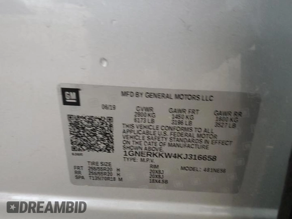 2019 Chevrolet Traverse Premier with VIN 1GNERKKW4KJ316658, listed as a Copart auction lot 47856895 with 111,862 mi miles and Salvage Title. Bid and sale history available at carsss.com. Image 14.