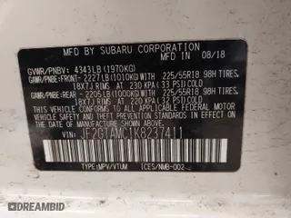 2019 Subaru Crosstrek Limited with VIN JF2GTAMC1K8237411, listed as a IAAI auction lot 41783591 with 64,472 mi miles. Bid and sale history available at carsss.com. Image 9.