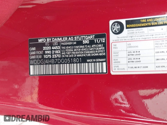 2013 Mercedes-Benz C 250 с VIN WDDGJ4HB7DG051801, выставлен на аукционе IAAI как лот 42419210 с пробегом 78 241 миль миль и . История ставок и продаж доступна на DreamBid. Изображение 9.