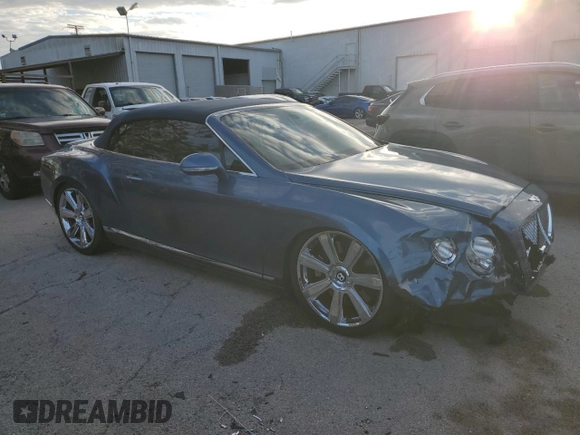 2013 Bentley Continental GT with VIN SCBGR3ZA0DC079677, listed as a Copart auction lot 82753764 with 58,406 mi miles and Salvage Title. Bid and sale history available at DreamBid. Image 4.