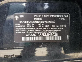 2013 BMW 3 Series 328i с VIN WBA3C1G52DNR46036, выставлен на аукционе Copart как лот 59885695 с пробегом 131 191 миль миль и Списание • Salvage title. История ставок и продаж доступна на DreamBid. Изображение 13.