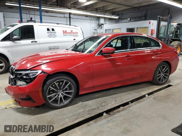 2021 BMW 3 Series 330e with VIN 3MW5P7J02M8C12528, listed as a Copart auction lot 49859615 with 0 mi miles and Salvage Title. Bid and sale history available at carsss.com. Image 1.