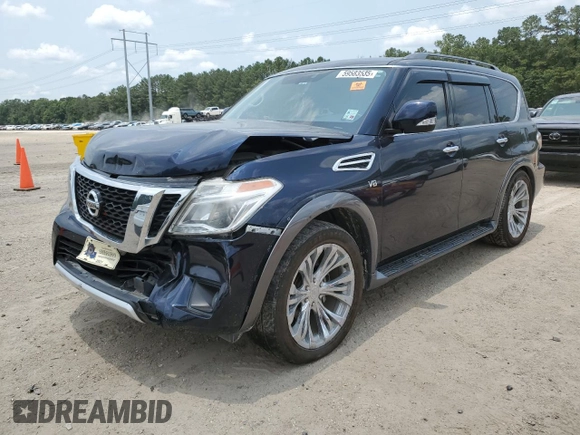 2018 Nissan Armada SL z VIN JN8AY2ND8J9050540, wystawiony jako Copart lot #59583535 z przebiegiem 138 304 mil mil oraz Szkoda całkowita • Salvage title. Historia ofert i sprzedaży dostępna na DreamBid. Obrazek 1.