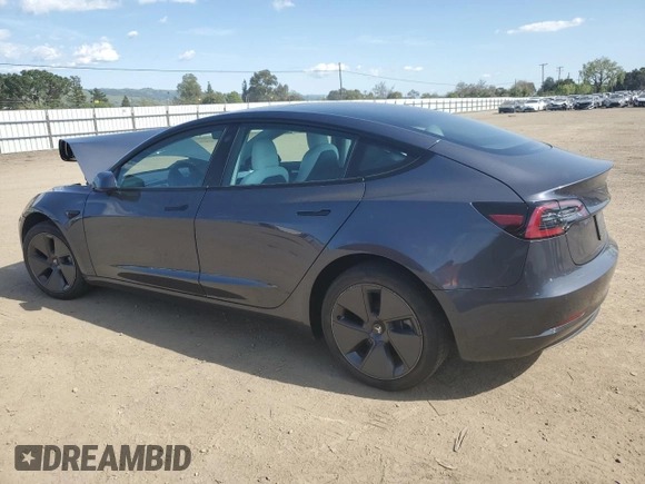 2022 Tesla Model 3 with VIN 5YJ3E1EA4NF244376, listed as a Copart auction lot 52142855 with Not Provided miles and Salvage Title. Bid and sale history available at DreamBid. Image 2.