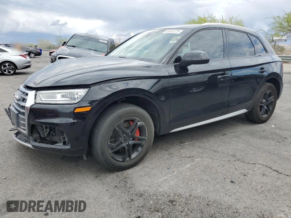 2018 Audi Q5 Premium with VIN WA1ANAFY9J2105578, listed as a Copart auction lot 55483725 with 82,141 mi miles and Salvage title. Bid and sale history available at DreamBid. Image 1.