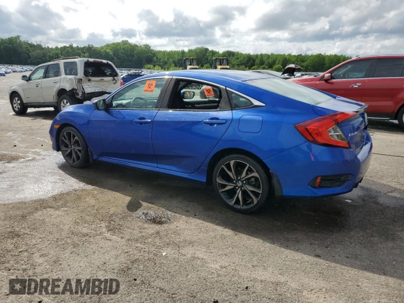 2019 Honda Civic Sport with VIN 2HGFC2F82KH562525, listed as a Copart auction lot 54543335 with 55,730 mi miles and Salvage title. Bid and sale history available at DreamBid. Image 2.
