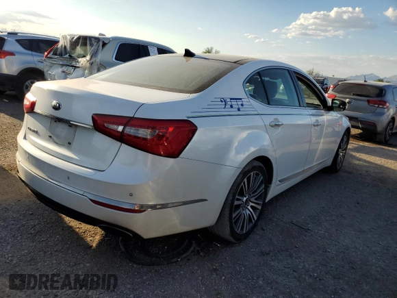 2015 Kia Cadenza Premium with VIN KNALN4D74F5172280, listed as a Copart auction lot 69117414 with 0 mi miles and Salvage Title. Bid and sale history available at carsss.com. Image 3.