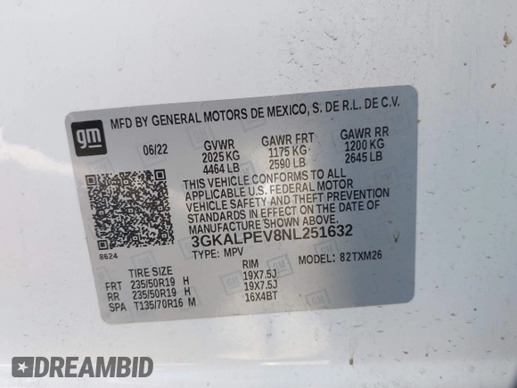 2022 GMC Terrain SLT with VIN 3GKALPEV8NL251632, listed as a IAAI auction lot 41803461 with 40,943 mi miles. Bid and sale history available at carsss.com. Image 9.