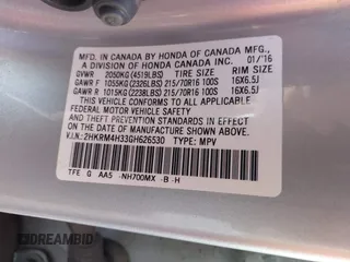 2016 Honda CR-V LX with VIN 2HKRM4H33GH626530, listed as a IAAI auction lot 41934948 with 155,900 mi miles. Bid and sale history available at carsss.com. Image 9.