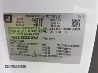 2012 GMC Acadia Denali with VIN 1GKKVTEDXCJ210342, listed as a IAAI auction lot 42549900 with 241,440 mi miles and . Bid and sale history available at DreamBid. Image 9.