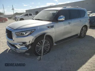 2019 Infiniti QX80 LUXE with VIN JN8AZ2NF0K9682237, listed as a Copart auction lot 76458054 with 200,619 mi miles and Non Repairable. Bid and sale history available at carsss.com. Image 1.