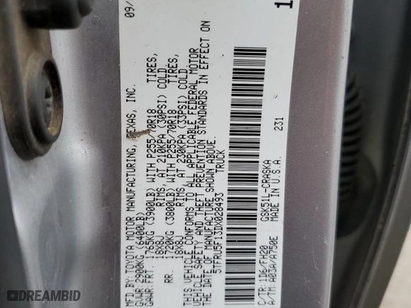 2013 Toyota Tundra 2WD Truck with VIN 5TFRU5F13DX028493, listed as a Copart auction lot 80348814 with NaN miles and Salvage Title. Bid and sale history available at carsss.com. Image 12.