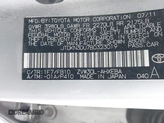 2011 Toyota Prius I with VIN JTDKN3DU7B0323019, listed as a IAAI auction lot 42009507 with 282,412 mi miles. Bid and sale history available at carsss.com. Image 9.
