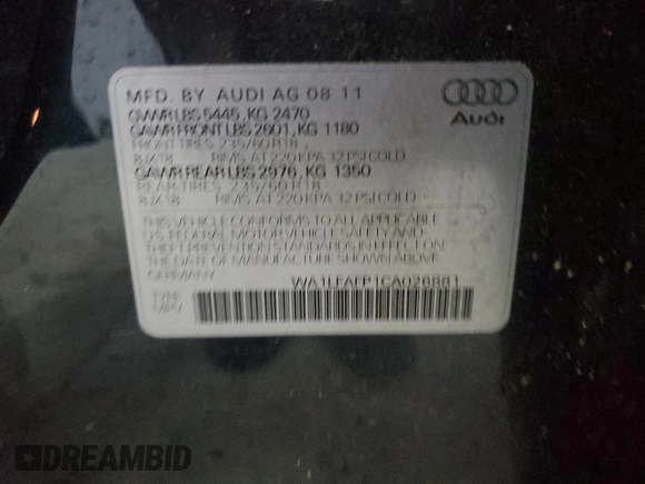 2012 Audi Q5 Premium Plus z VIN WA1LFAFP1CA026881, wystawiony jako Copart lot #57044215 z przebiegiem 173 096 mil mil oraz Czysty tytuł • Clean title. Historia ofert i sprzedaży dostępna na DreamBid. Obrazek 13.