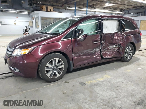 2014 Honda Odyssey Touring with VIN 5FNRL5H93EB079817, listed as a Copart auction lot 56231645 with 65,521 mi miles and Salvage title. Bid and sale history available at DreamBid. Image 1.
