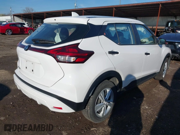 2021 Nissan Kicks S with VIN 3N1CP5BV2ML483629, listed as a IAAI auction lot 41995135 with 77,650 mi miles. Bid and sale history available at carsss.com. Image 4.