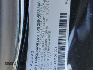 2018 Audi A3 2.0T Premium with VIN WAU78LFF1J1001204, listed as a Copart auction lot 85868554 with 52,297 mi miles and Salvage Title. Bid and sale history available at carsss.com. Image 12.