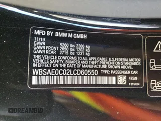 2020 BMW M8 with VIN WBSAE0C02LCD60550, listed as a Copart auction lot 89005755 with 27,800 mi miles and Salvage Title. Bid and sale history available at carsss.com. Image 12.