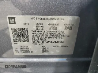 2020 Chevrolet Traverse LS with VIN 1GNERFKW8LJ139668, listed as a Copart auction lot 57996795 with 132,453 mi miles and Salvage title. Bid and sale history available at DreamBid. Image 13.