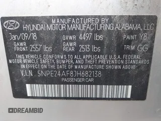 2018 Hyundai Sonata SE with VIN 5NPE24AF8JH682138, listed as a IAAI auction lot 42024533 with 69,462 mi miles and . Bid and sale history available at carsss.com. Image 9.