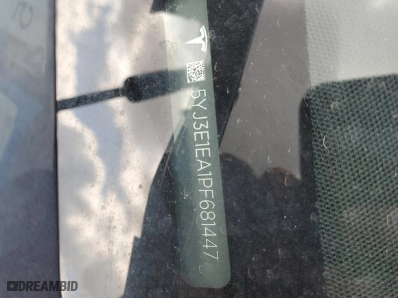 2023 Tesla Model 3 with VIN 5YJ3E1EA1PF681447, listed as a Copart auction lot 48233715 with 0 mi miles and Salvage Title. Bid and sale history available at carsss.com. Image 12.
