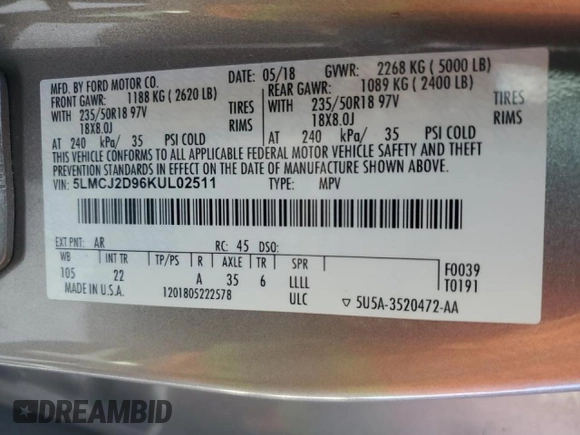 2019 Lincoln MKC Select with VIN 5LMCJ2D96KUL02511, listed as a Copart auction lot 48630875 with 83,635 mi miles and Salvage title. Bid and sale history available at DreamBid. Image 13.