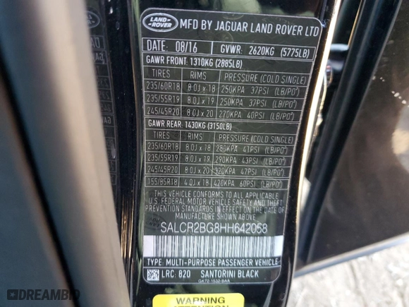 2017 Land Rover Discovery Sport HSE with VIN SALCR2BG8HH642058, listed as a Copart auction lot 47597665 with NaN miles and Salvage Title. Bid and sale history available at carsss.com. Image 12.