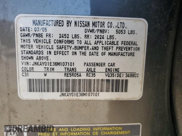 2006 Infiniti M with VIN JNKAY01E36M107101, listed as a Copart auction lot 43872365 with 171,457 mi miles and Clean Title. Bid and sale history available at carsss.com. Image 12.