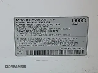 2015 Audi Q3 Prestige с VIN WA1FFCFS2FR008375, выставлен на аукционе Copart как лот 40861484 с пробегом 128 587 миль миль и . История ставок и продаж доступна на DreamBid. Изображение 12.