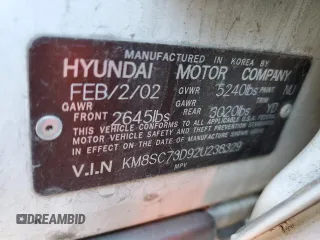 2002 Hyundai Santa Fe GLS with VIN KM8SC73D92U238329, listed as a Copart auction lot 85216264 with 107,371 mi miles and Salvage Title. Bid and sale history available at carsss.com. Image 13.